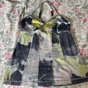 Lululemon Pastel Watercolor Print Tank Top | Gray Citron Tinted Canvas | Size 6